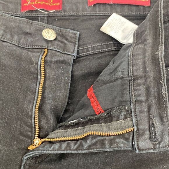 NYDJ Marilyn Straight Stretch‎ High-Rise Jeans Tummy Ab Technology Black 10P - Picture 5 of 12